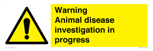 Warning Animal disease investigation in progress
